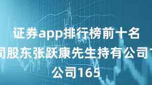 证券app排行榜前十名公司股东张跃康先生持有公司165